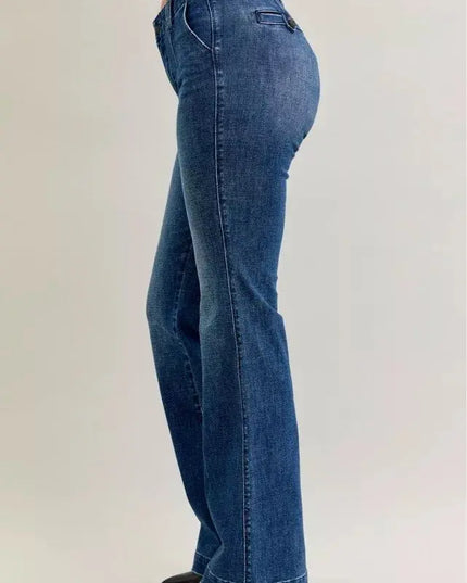 Judy Blue Full Size Mid Rise Bootcut Jeans with Welt Pockets Plus Size - Sleekdenim.com