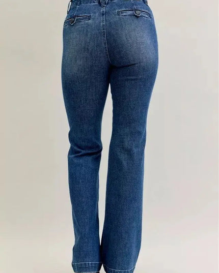 Judy Blue Full Size Mid Rise Bootcut Jeans with Welt Pockets Plus Size - Sleekdenim.com