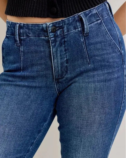 Judy Blue Full Size Mid Rise Bootcut Jeans with Welt Pockets Plus Size - Sleekdenim.com