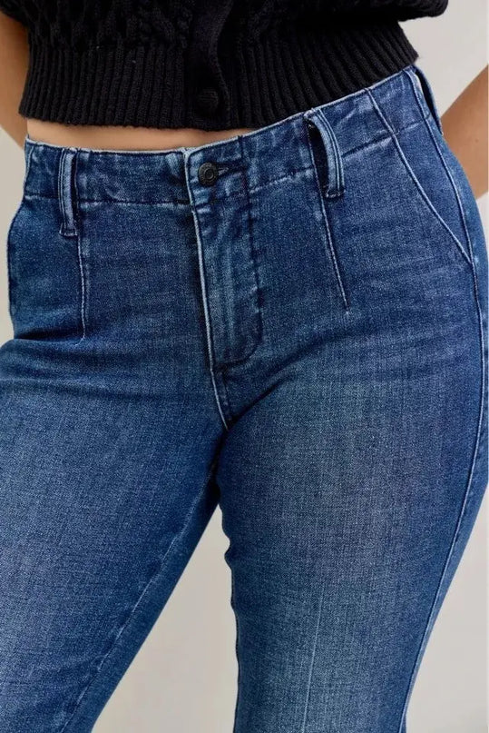 Judy Blue Full Size Mid Rise Bootcut Jeans with Welt Pockets Plus Size - Sleekdenim.com