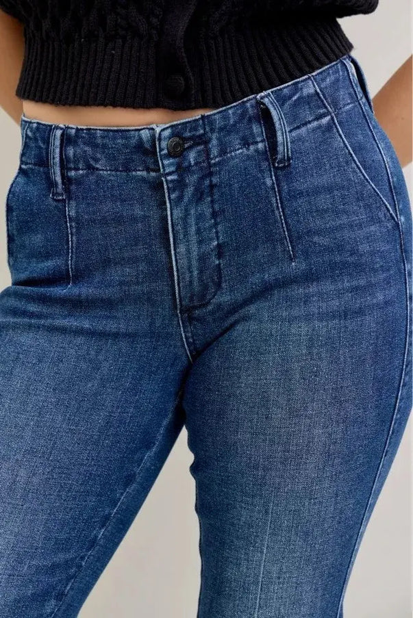 Judy Blue Full Size Mid Rise Bootcut Jeans with Welt Pockets Plus Size - Sleekdenim.com