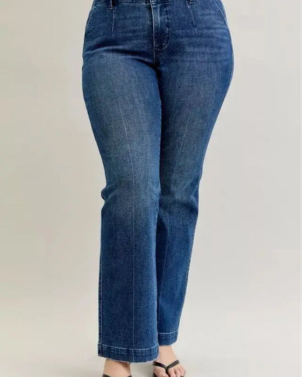 Judy Blue Full Size Mid Rise Bootcut Jeans with Welt Pockets Plus Size - Sleekdenim.com