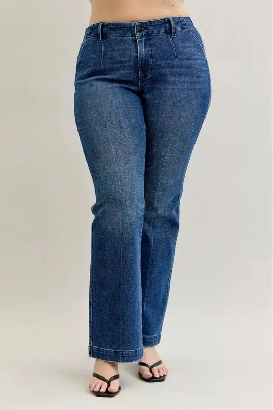 Judy Blue Full Size Mid Rise Bootcut Jeans with Welt Pockets Plus Size - Sleekdenim.com