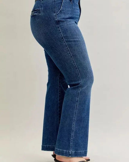 Judy Blue Full Size Mid Rise Bootcut Jeans with Welt Pockets Plus Size - Sleekdenim.com