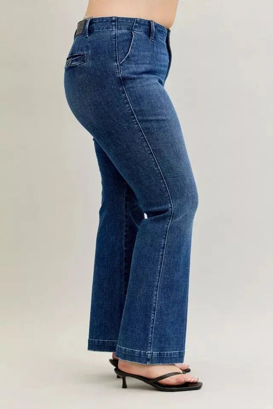 Judy Blue Full Size Mid Rise Bootcut Jeans with Welt Pockets Plus Size - Sleekdenim.com