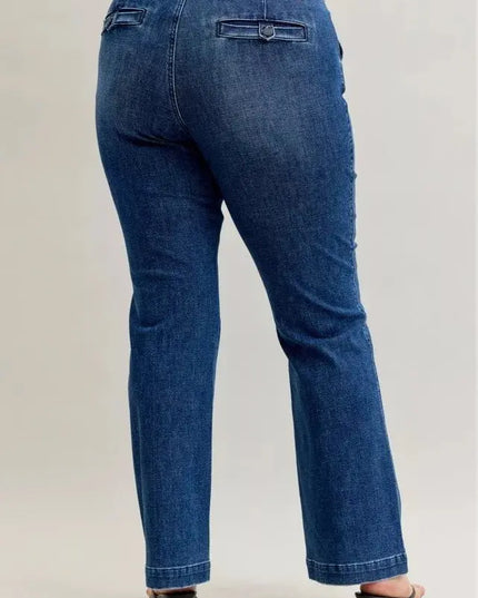 Judy Blue Full Size Mid Rise Bootcut Jeans with Welt Pockets Plus Size - Sleekdenim.com