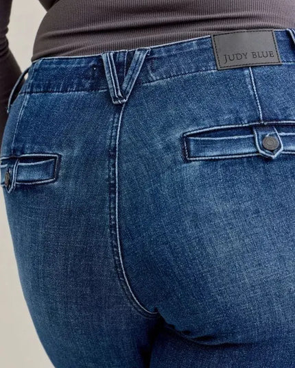 Judy Blue Full Size Mid Rise Bootcut Jeans with Welt Pockets Plus Size - Sleekdenim.com