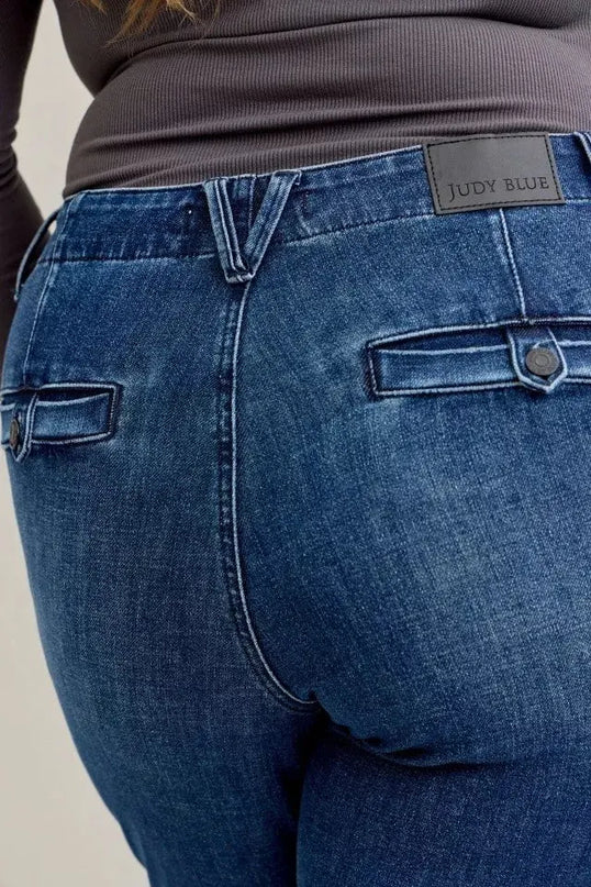 Judy Blue Full Size Mid Rise Bootcut Jeans with Welt Pockets Plus Size - Sleekdenim.com