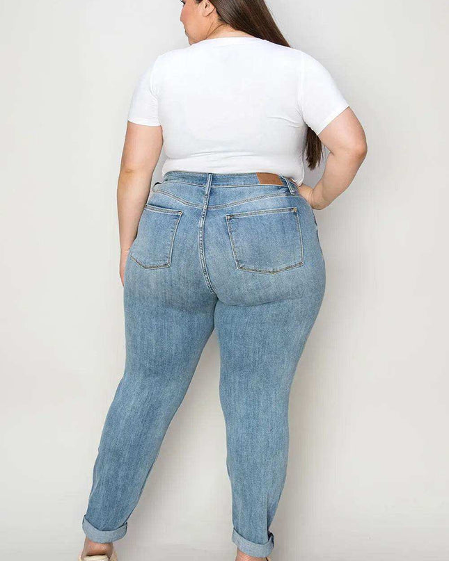 Judy Blue Mid Rise Cuffed Slim Denim Jeans 82441 - Sleekdenim.com