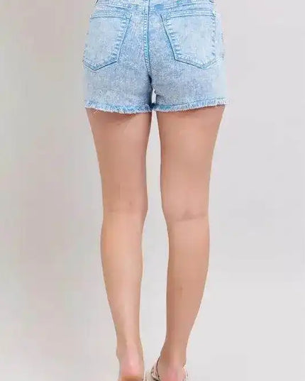 Judy Blue Mid Rise Garment Dyed Denim Shorts - Sleekdenim.com