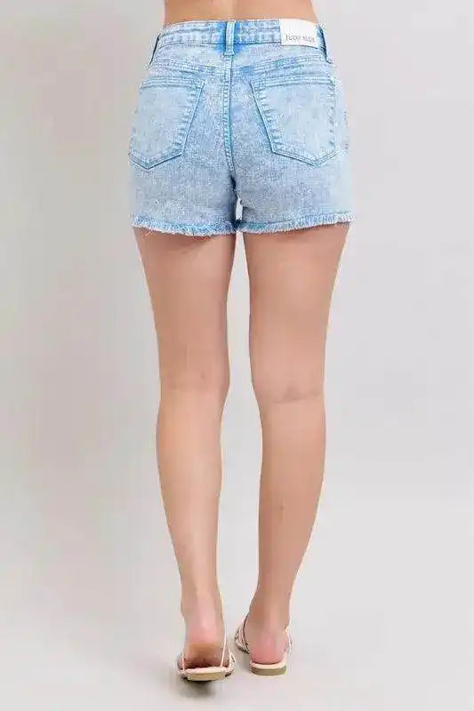 Judy Blue Mid Rise Garment Dyed Denim Shorts - Sleekdenim.com
