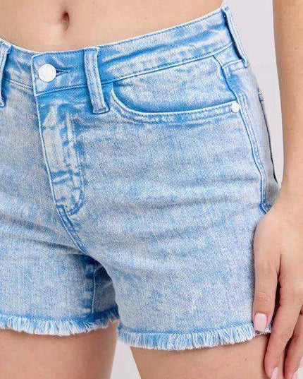 Judy Blue Mid Rise Garment Dyed Denim Shorts - Sleekdenim.com