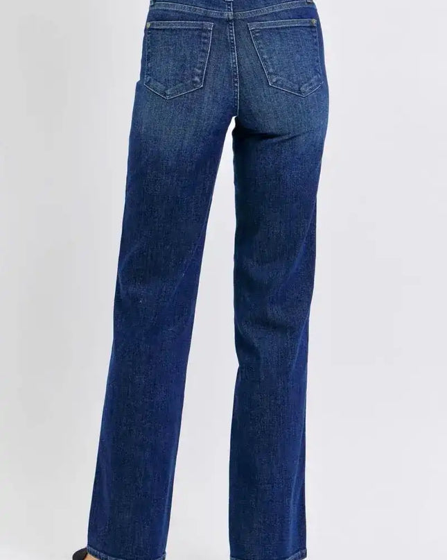Judy Blue Mid Rise Tummy Control Straight Jeans 88861 - Sleekdenim.com