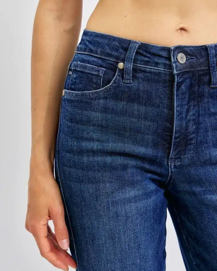 Judy Blue Mid Rise Tummy Control Straight Jeans 88861 - Sleekdenim.com