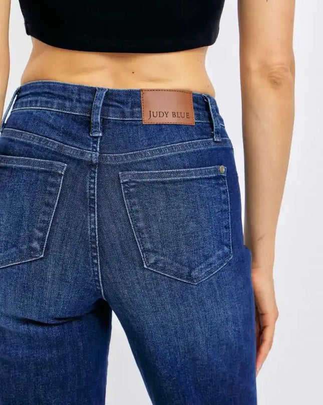 Judy Blue Mid Rise Tummy Control Straight Jeans 88861 - Sleekdenim.com