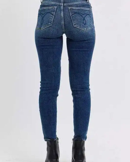Judy Blue Mid-Rise Waist Skinny Jeans with Thermal Lining 82639 - Sleekdenim.com