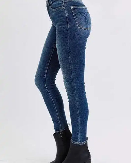 Judy Blue Mid-Rise Waist Skinny Jeans with Thermal Lining 82639 - Sleekdenim.com