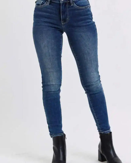 Judy Blue Mid-Rise Waist Skinny Jeans with Thermal Lining 82639 - Sleekdenim.com