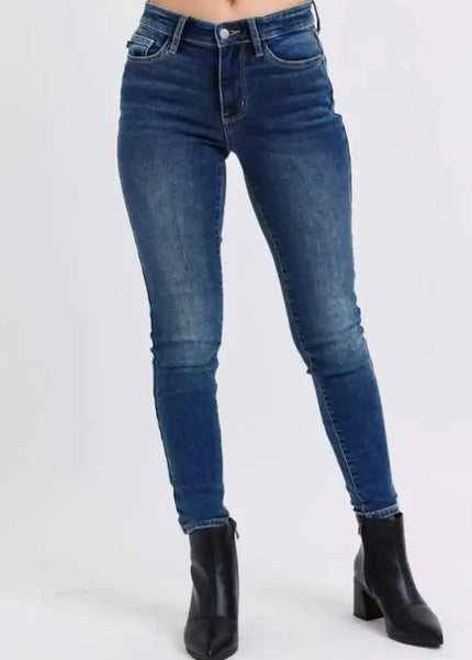 Judy Blue Mid-Rise Waist Skinny Jeans with Thermal Lining 82639 - Sleekdenim.com