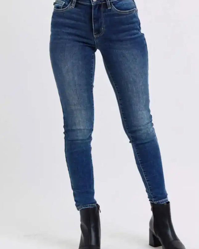 Judy Blue Mid-Rise Waist Skinny Jeans with Thermal Lining 82639 - Sleekdenim.com