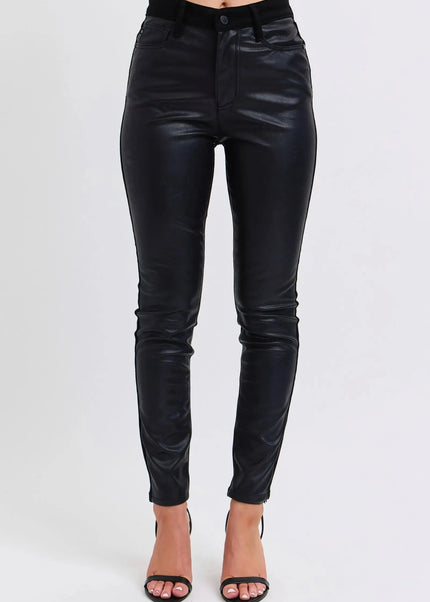 Judy Blue Plus Size HW Faux Leather Skinny Pants - Sleekdenim.com