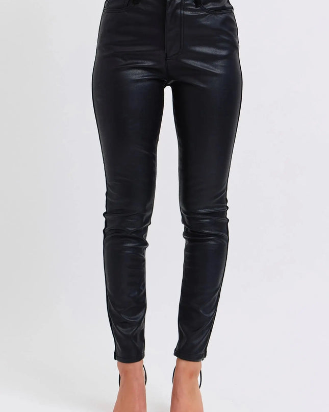 Judy Blue Plus Size HW Faux Leather Skinny Pants - Sleekdenim.com