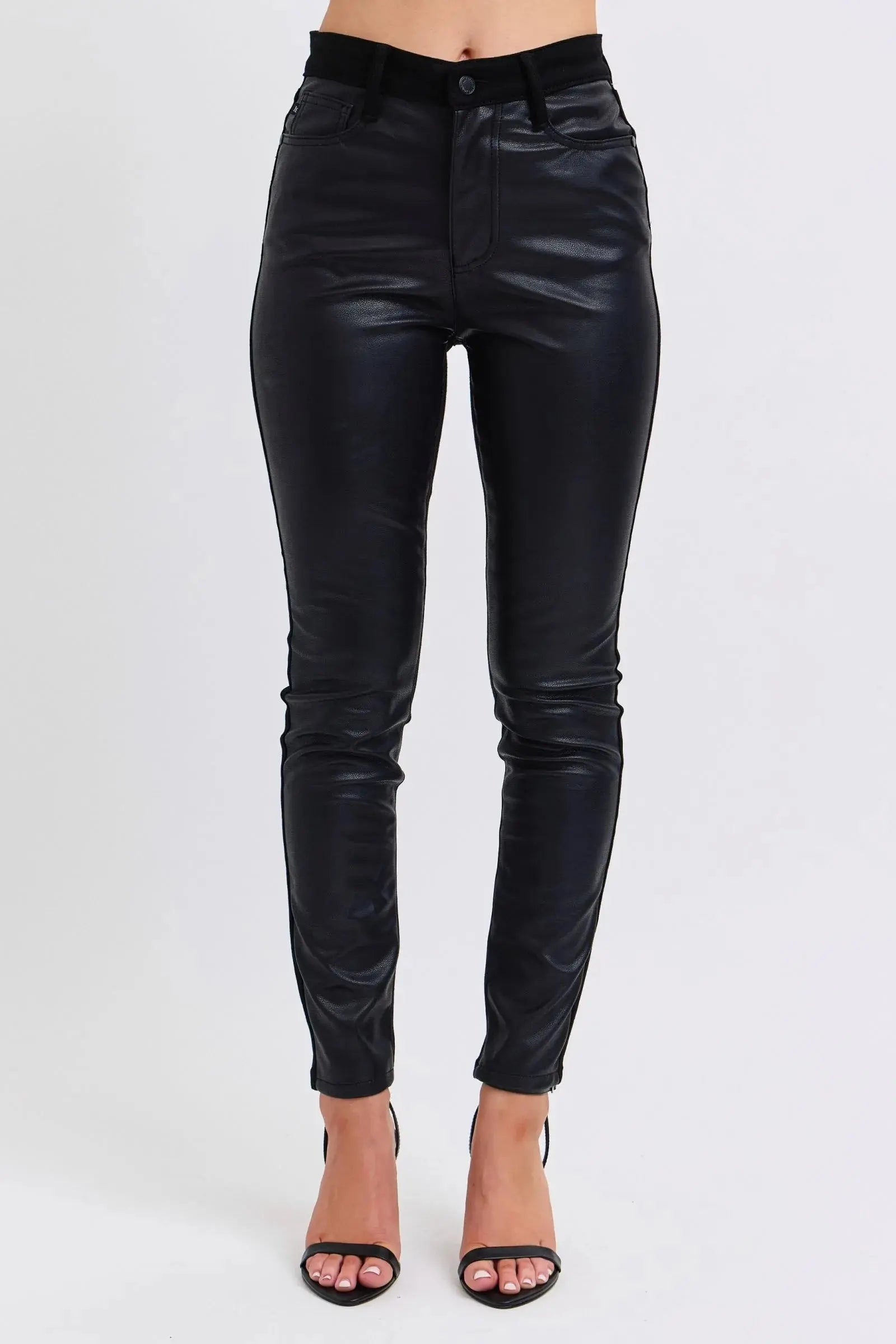 Judy Blue Plus Size HW Faux Leather Skinny Pants - Sleekdenim.com