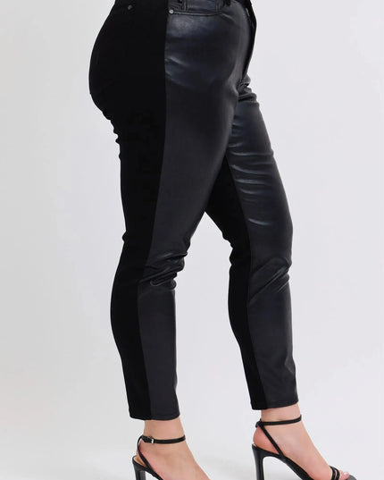 Judy Blue Plus Size HW Faux Leather Skinny Pants - Sleekdenim.com