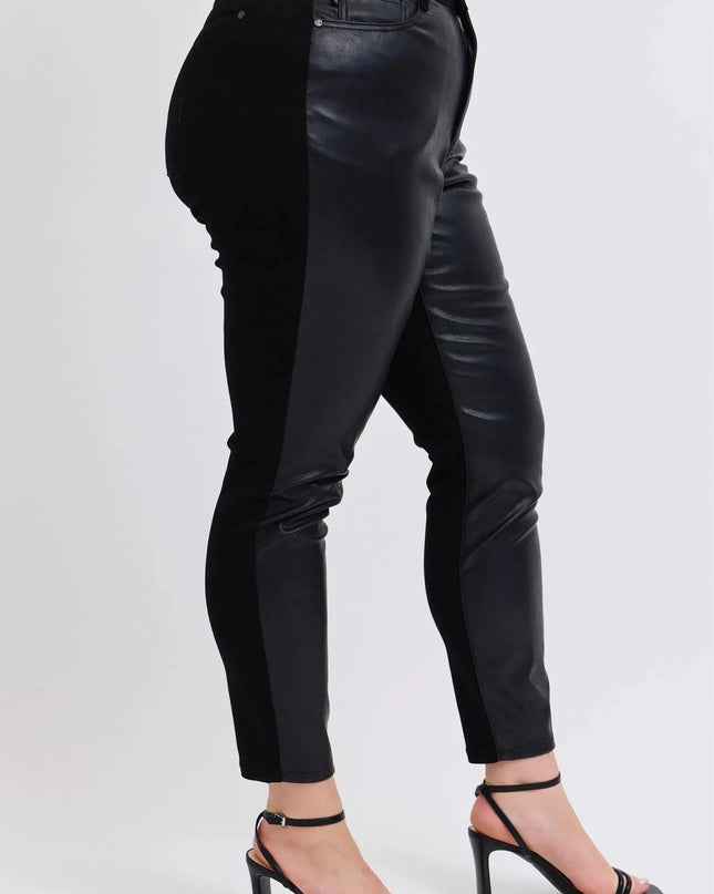 Judy Blue Plus Size HW Faux Leather Skinny Pants - Sleekdenim.com