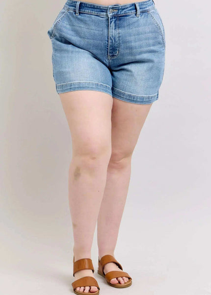 Judy Blue Plus Size High Rise Denim Shorts 15289 - Sleekdenim.com