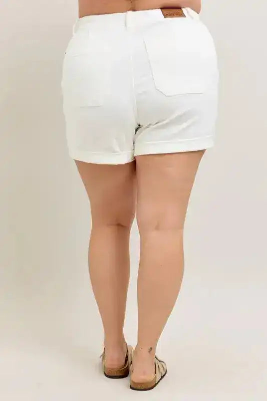 Judy Blue Plus Size High Waist Cuff Denim Shorts - Sleekdenim.com