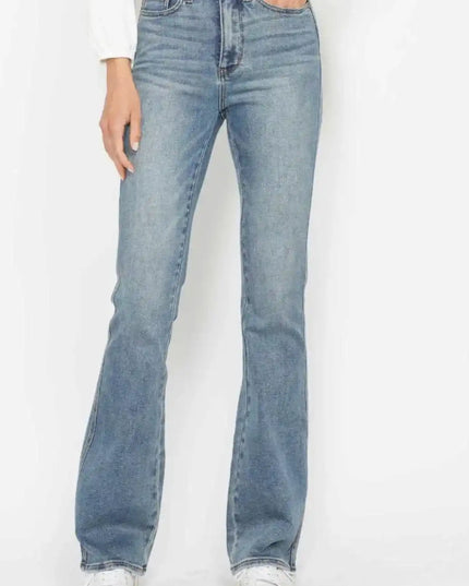 Judy Blue High Waist Tummy Control Back Pocket Embroidery Bootcut Denim Jeans 88783 - 3 Inseam Options: Short, Regular, Long - Sleekdenim.com