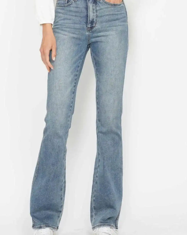 Judy Blue High Waist Tummy Control Back Pocket Embroidery Bootcut Denim Jeans 88783 - 3 Inseam Options: Short, Regular, Long - Sleekdenim.com