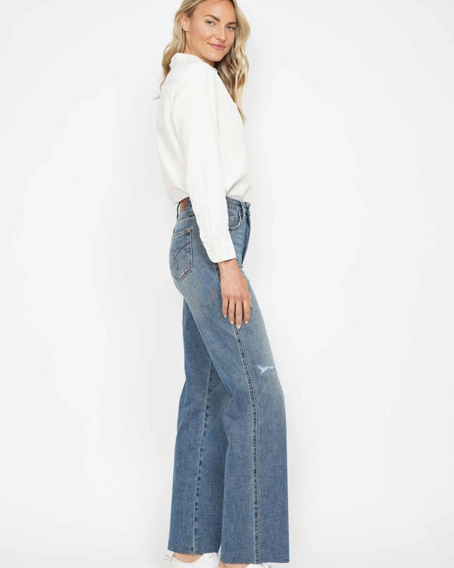 Judy Blue High Waist Raw Hem Straight Jeans for Women 88848