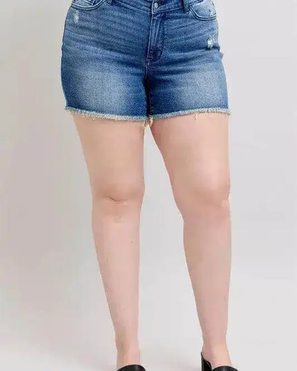 Judy Blue V-Front Denim Shorts with Shield Pockets 15292 - Sleekdenim.com