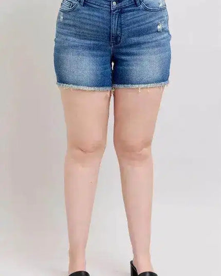 Judy Blue V-Front Denim Shorts with Shield Pockets 15292 - Sleekdenim.com
