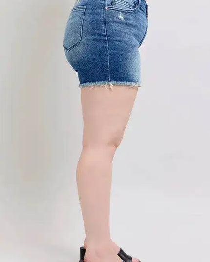 Judy Blue V-Front Denim Shorts with Shield Pockets 15292 - Sleekdenim.com