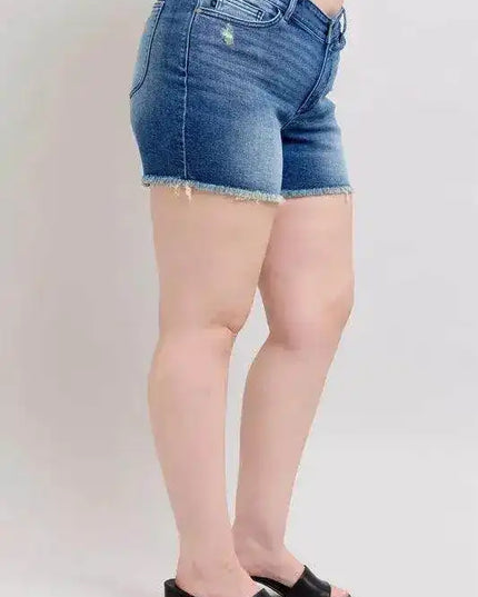 Judy Blue V-Front Denim Shorts with Shield Pockets 15292 - Sleekdenim.com