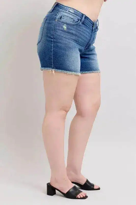 Judy Blue V-Front Denim Shorts with Shield Pockets 15292 - Sleekdenim.com