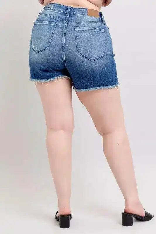 Judy Blue V-Front Denim Shorts with Shield Pockets 15292 - Sleekdenim.com
