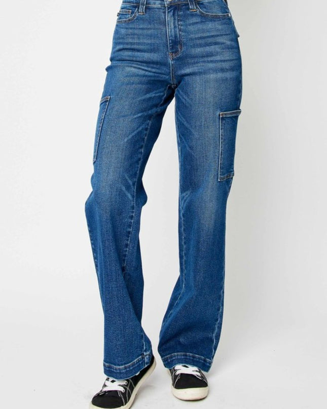 Judy Blue High Waist Cargo Wide Leg Denim Jeans 88725 - Sleekdenim.com