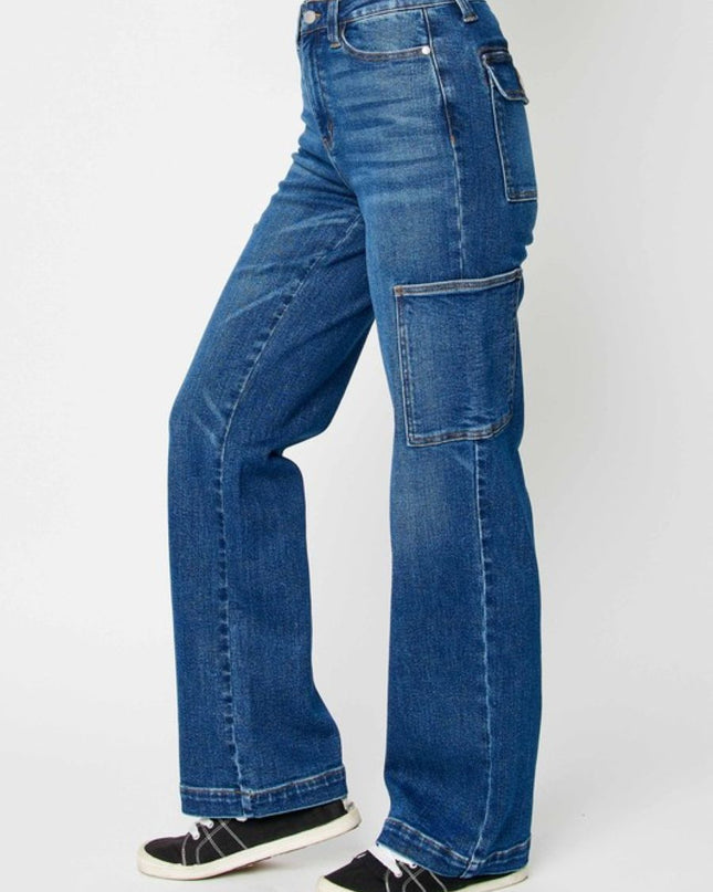 Judy Blue High Waist Cargo Wide Leg Denim Jeans 88725 - Sleekdenim.com