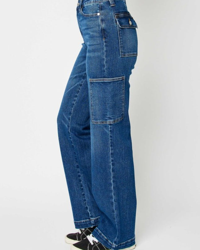 Judy Blue High Waist Cargo Wide Leg Denim Jeans 88725 - Sleekdenim.com