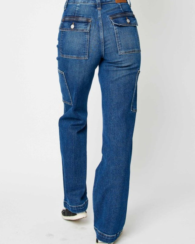 Judy Blue High Waist Cargo Wide Leg Denim Jeans 88725 - Sleekdenim.com