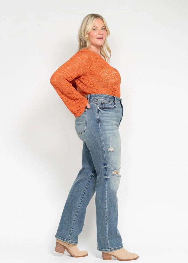 Judy Blue Do Anything Dad Straight Jeans (Reg. and Plus) 82641