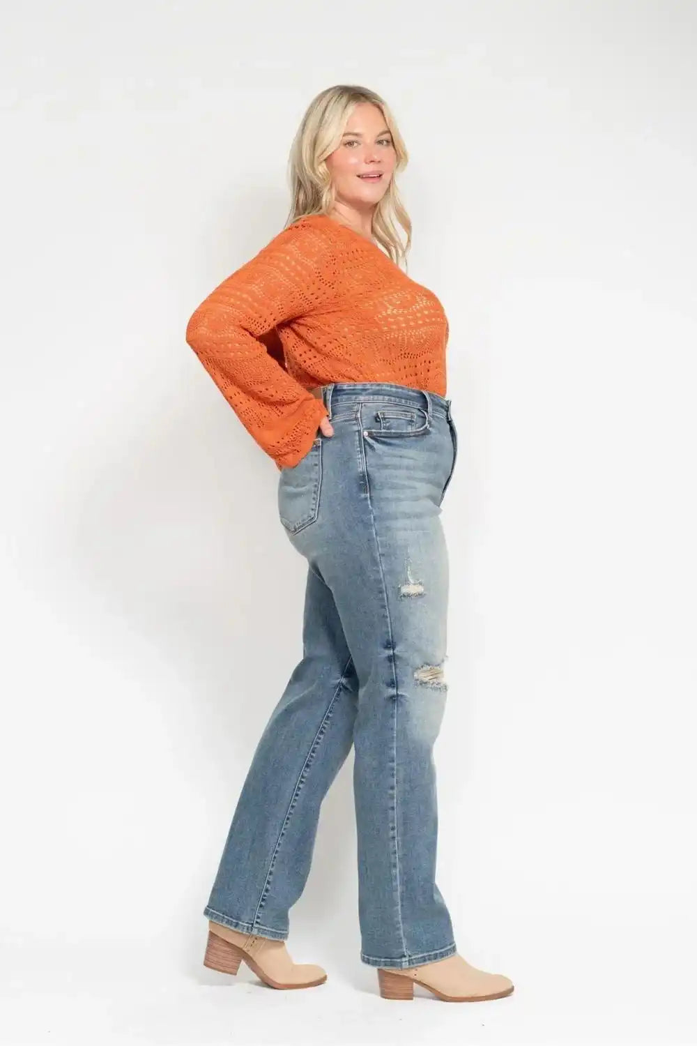 Judy Blue Do Anything Dad Straight Jeans (Reg. and Plus) 82641 - Sleekdenim.com