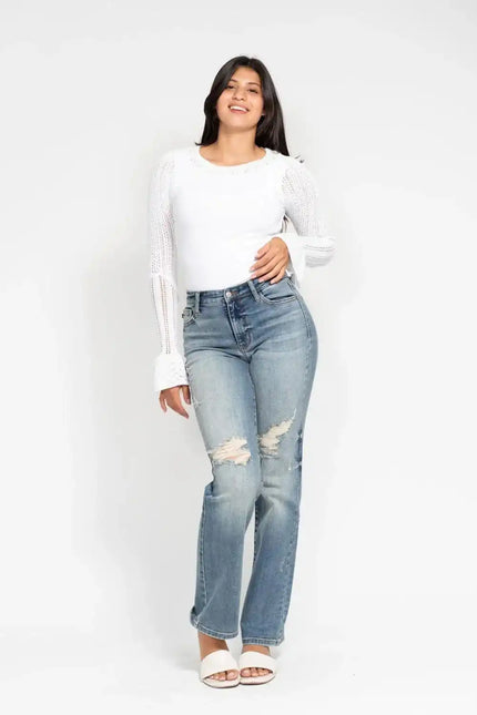 Judy Blue Do Anything Dad Straight Jeans (Reg. and Plus) 82641 - Sleekdenim.com