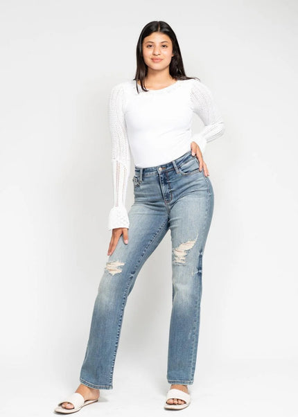 Judy Blue Do Anything Dad Straight Jeans (Reg. and Plus) 82641