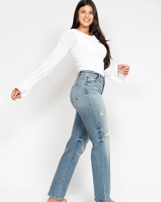 Judy Blue Do Anything Dad Straight Jeans (Reg. and Plus) 82641