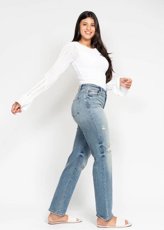 Judy Blue Do Anything Dad Straight Jeans (Reg. and Plus) 82641
